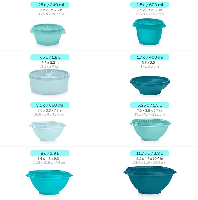 Tupperware Heritage Collection, New 36 Piece Food Storage Container Set in Vintage Green, Dishwasher Safe and BPA Free (18 containers, 18 lids) - Image 7