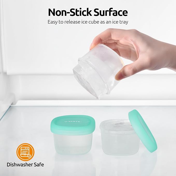 U-Taste Silicone Container with Lids, Small Mini Food Storage, 3oz * 2 | Food Grade Liquid Silicone, Leak-Proof Airtight Lids, Freezer & Microwave Safe, Mini Sauce Tupperware with Clear Measurements - Image 7
