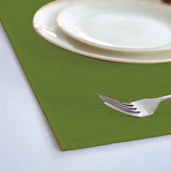 Cloth Placemats Set of 8, Linen Type Fabric Placemats Machine Washable Heat Resistant Placemats Wrinkle Free Thick Polyester Kitchen Place Mats for Dining Table (Green) - Image 7