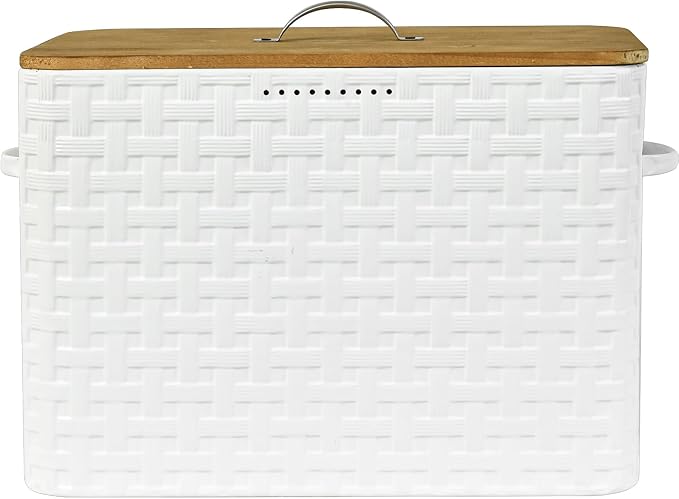 EMAX HOME Extra Large Space Saving Farmhouse Bread Box With Wood Lid - Vertical Breadbox Bread Storage Bin Holder for Kitchen Countertop, White - Image 6