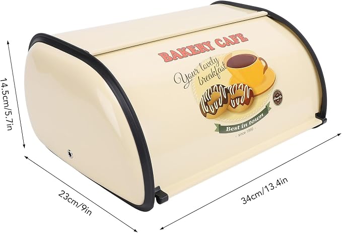 Bread Box,Roll Top Bread Box Vintage Bread Container for Kitchen Countertop Drum Type Metal Bread Storage Bin for Bread Cake Doughnut Biscuit Food Tableware (Type 3) - Image 4