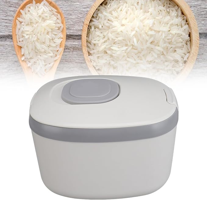 Rice Storage Container, Large Capacity Food Storage Container, Airtight Food Storage Container with Measuring Cup, Covered Rice Bucket, Cereal Dispenser Bin for Grains Nuts Flour(M Gray (10kg/22.0lb)) - Image 3
