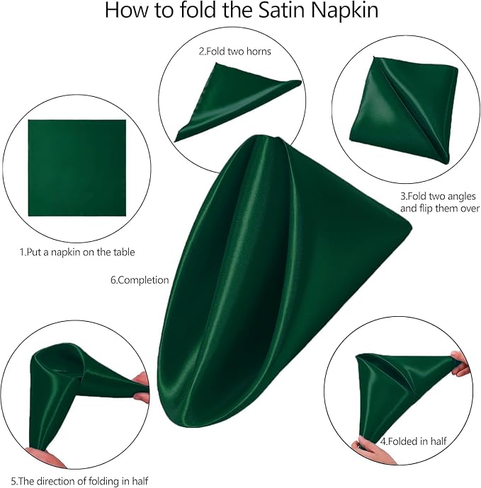 MDS® Pack of 200 Satin Napkins 12 x 12 Inch, Soft Silky Reusable Cloth Dinner Table Napkins for Wedding Décor, Reception, Birthday, Parties, Banquets, Catering, Restaurants & Hotel - Hunter Green - Image 3