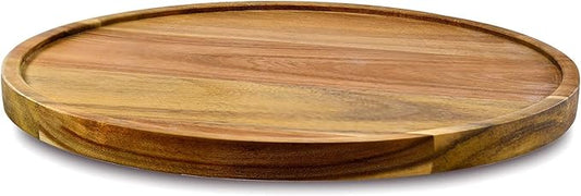 14" Acacia Wood Lazy Susan Organizer Kitchen Turntable for Cabinet Pantry Table Organization by AUAM