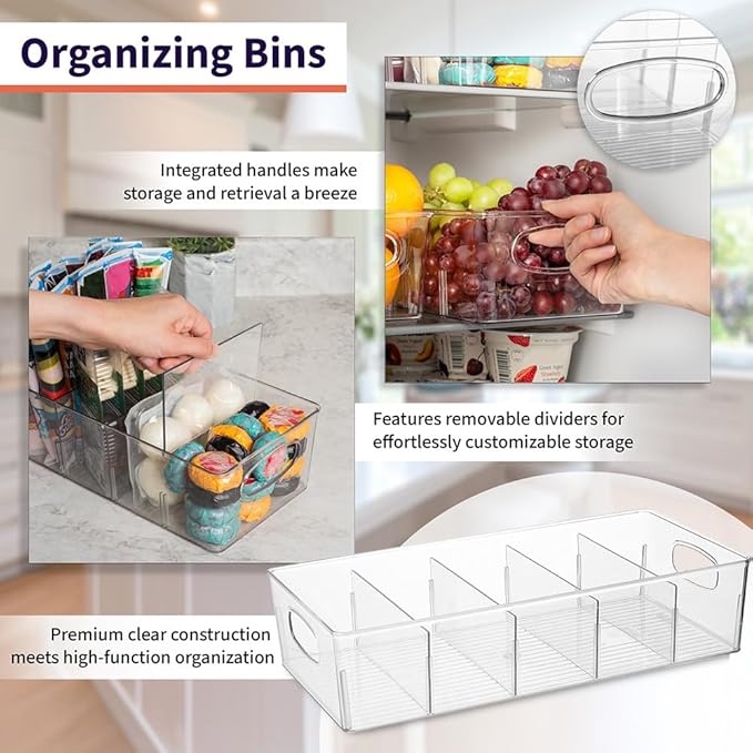 ClearSpace Plastic Pantry Organization and Storage Bins with Removable Dividers – XL Perfect Kitchen / Refrigerator/ Cabinet Organizers, 2 Pack - Image 3