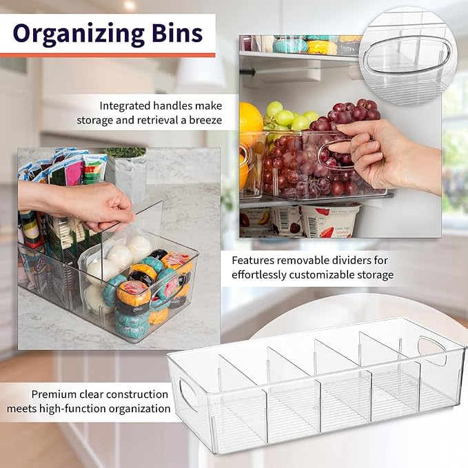 ClearSpace Plastic Pantry Organization and Storage Bins with Removable Dividers – Perfect Kitchen Organization or Kitchen Storage – Refrigerator Organizer Bins, Cabinet Organizers (4 Pack XL) - Image 3