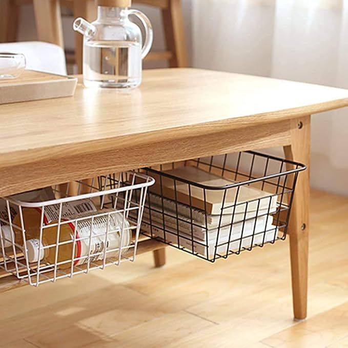 Redrubbit Wire Storage Baskets, Large Farmhouse Metal Freezer Basket Storage Organizer Bins with Handles for Kitchen Cabinets, Pantry, Closets, Bedrooms, Bathrooms, Set of 6, White - Image 3