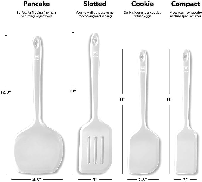 New DI ORO Seamless Series Moda 4-Piece Silicone Turner Spatula Set - 600°F Heat-Resistant Flexible Kitchen Spatulas for Nonstick Cookware - Flippers for Eggs & Pancakes - Utensils for Cooking (Stone) - Image 5