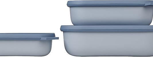 Mepal – Multi Bowl Cirqula 3-Piece Set – Food Storage Container with Lid - Suitable as Airtight Storage Box for Fridge & Freezer, Microwave Container & Servable Dish - 500, 1000, 2000ml - Nordic Black by MEPAL
