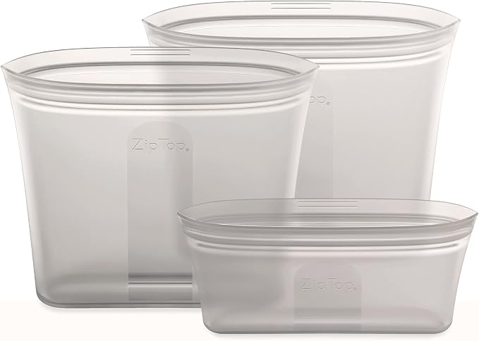 Zip Top Reusable Food Storage Bags | 3 Bag Set [Gray] - 2 Sandwich, 1 Snack | Silicone Meal Prep Container | Microwave, Dishwasher and Freezer Safe | Made in the USA - Image 2