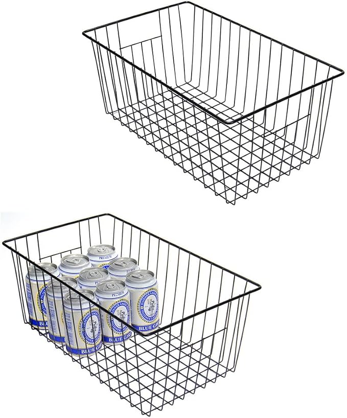 16inch Upright Freezer Organizer Baskets for 13-14,16-21 cu.ft Standup Freezer, Settle freezer chaos and reduce food waste effectively, Durable, Fully Use Space, Improve Air Circulate, Black, 2pcs by Y.Z.Bros