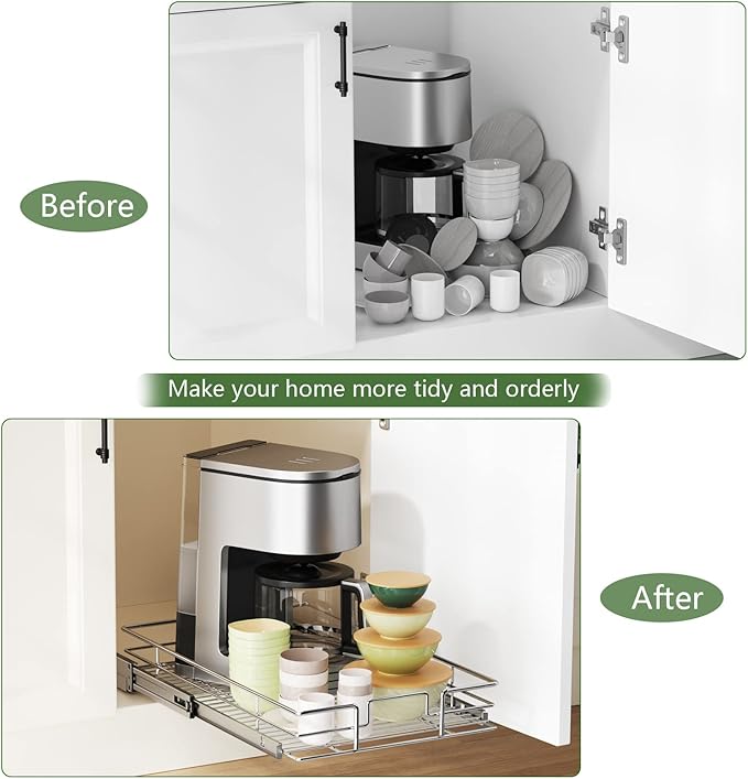 LOVMOR Pull Out Cabinet Organizer 7½" W x 21½" D, Kitchen Cabinet Pull Out Shelves Slide Out Storage - Image 7
