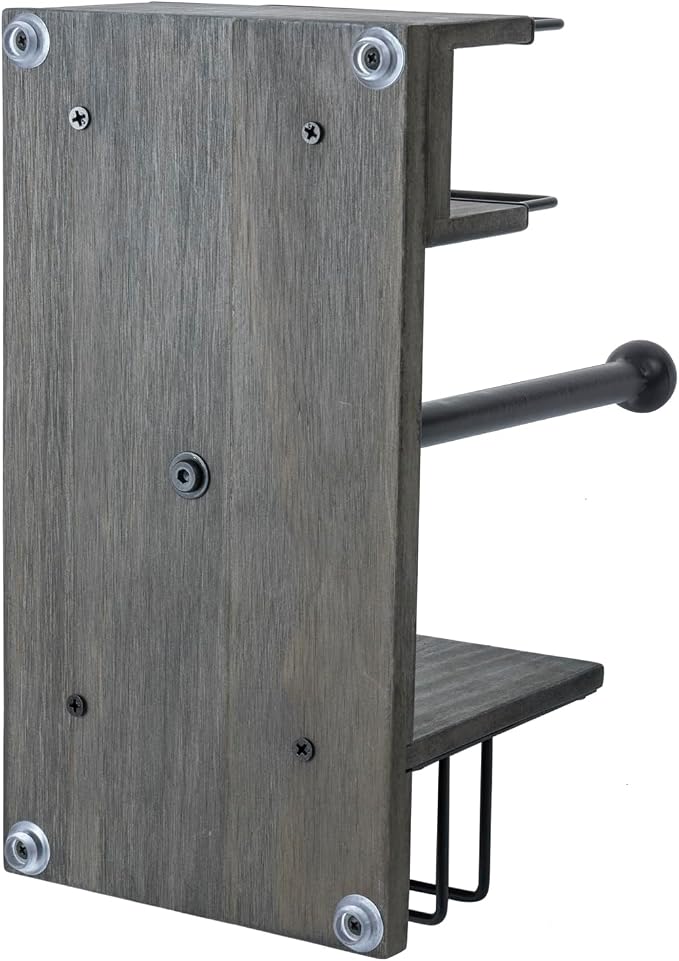 MyGift Rustic Gray Wood Paper Towel & Napkin Holder with Spice Rack Holder | All-in-one countertop station keeps seasonings and dining essentials organized, making meal prep and serving more convenient - Image 6