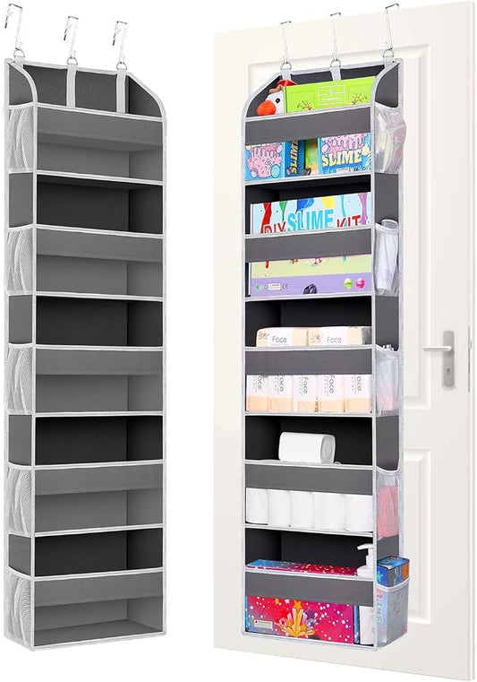 TAHAVICE 2 Pack Over the Door Storage Organizer, 5 Large & 10 Mesh Pockets | Hanging Storage Organizer with 40lb Capacity and Door Storage Space Saving for Bedroom,Bathroom,Nursery,Babyroom(Dark Gray) by TAHAVICE