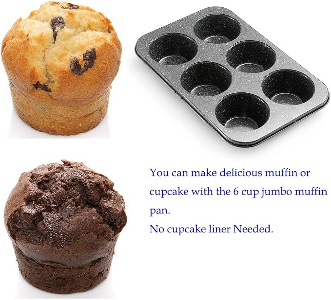 Monfish large muffin pan Jumbo Cupcake tin grey stone finish non sticking 3.5x1.75 inch cup - Image 6