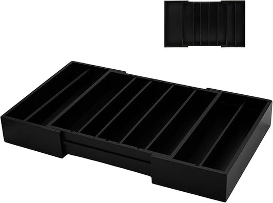 MinBoo Bamboo Drawer Organizer - Expandable K Cup & Pods Holder, Coffee Pod Storage, Tea Organizer, Versatile Kitchen Accessory Organization and Storage，Black by MinBoo