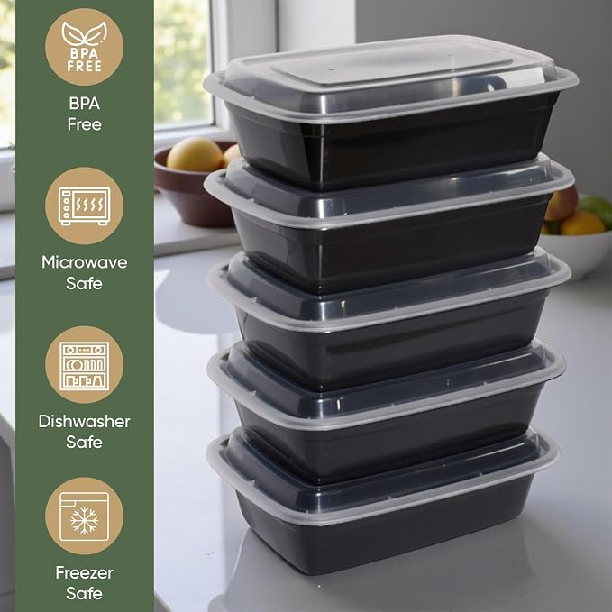 16 oz 150 Pack Meal Prep Containers BPA Free Leakproof Stackable Food Storage Containers with Lids, Microwave & Dishwasher Freezer Safe Reusable To Go Containers Bento Box Style Take Out Clear Plastic - Image 3