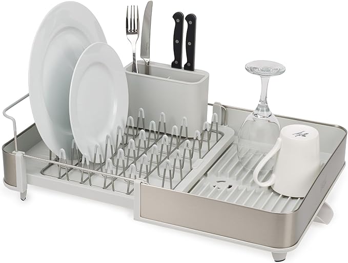 Joseph Joseph Extend Steel Expandable Dish Drying Rack with Removable Cutlery Holder Swivel Draining Spout, Stainless Steel by Unknown