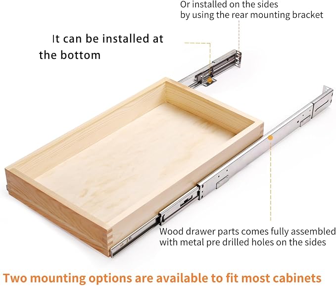 20”W x 21”D x 3”H Soft Close Slide Out Wood Drawer Organizer for Kitchen, (Cabinet Width>20.5 inches for Bottom Assembly, Width= 20 inches for Side Assembly) - Image 5