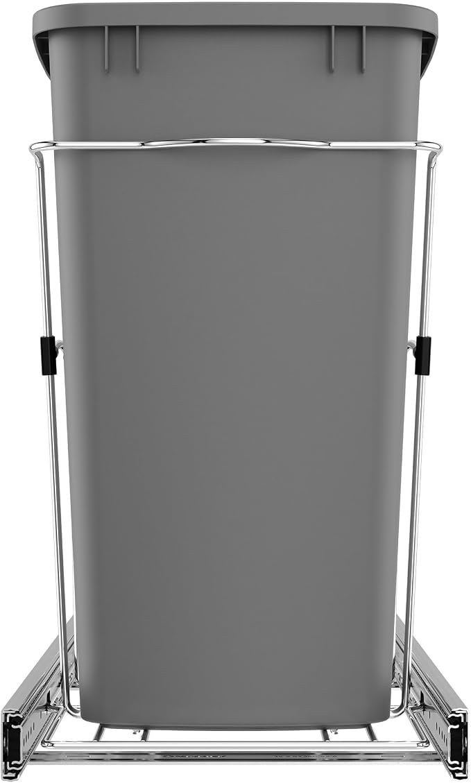 Rev-A-Shelf Pullout Trash Can for Kitchen Cabinets, Silver Waste Bin, 35 Qt | Large Capacity Garbage/ Recycling Waste Container, Heavy Gauge Metal Wire Construction w/Full Extension Slides, RV-12KD-17C S - Image 7