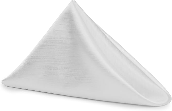 17x17-Inch Shantung Satin Cloth Napkins, White, Set of 120 | Bulk Case of 10 Dozen, Square, 100% Polyester Fabric, Reversible, Faux Dupioni Silk Reverse Side, Machine Washable by UltimateTextile
