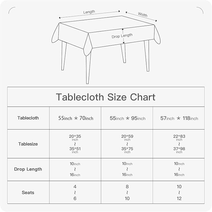BALCONY & FALCON Rectangle Table Cloth Waterproof White 118"x57" | Rectangular Washable Wrinkle Resistant Table Cloth Linen Fabric Tablecloths for Dining Party Kitchen Wedding and Outdoor Use - Image 6