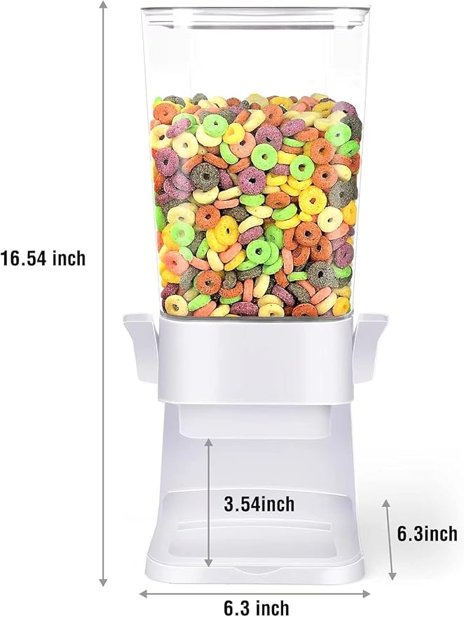 Cereal Dispenser Countertop Large Cereal Containers Storage White,3 pack | Cereal Dispenser For Pantry Dry Food Dispenser Countertop Rice Candy Dispenser Machine For Snack,Nuts, Granola - Image 3