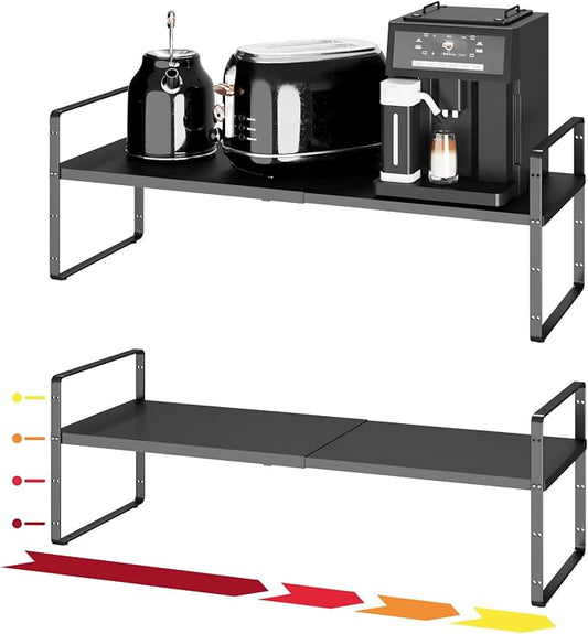 16.5~27.1" Expandable Shelf，2Pack 10.2" Wide Adjustable Height Cabinet Shelves，Black by Unknown