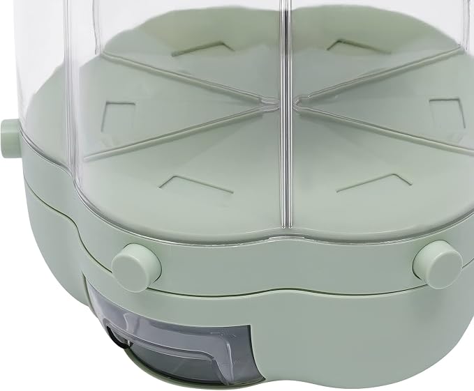 360° Rotating Grain Dispenser With 6 Grids, 13.2lbs Large Capacity Grain Dispenser Rotating Kitchen Storage Containers With Sealed Lid For Peanut Barley Millet And Cereal (Matcha green, 17.6 lbs) - Image 6