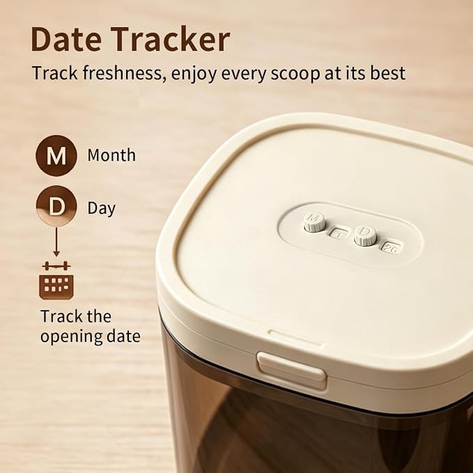 Airtight Food Storage Container with Magnetic Scoop & Built-in Leveler, 800ML Coffee Canister with Date Tracker, BPA Free UV Blocking Food Container for Coffee Beans, Ground Coffee, Tea, Sugar & Flour - Image 3