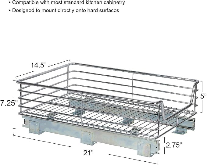 Household Essentials Chrome-Plated Steel Pull-Out Basket Organizer - Image 4