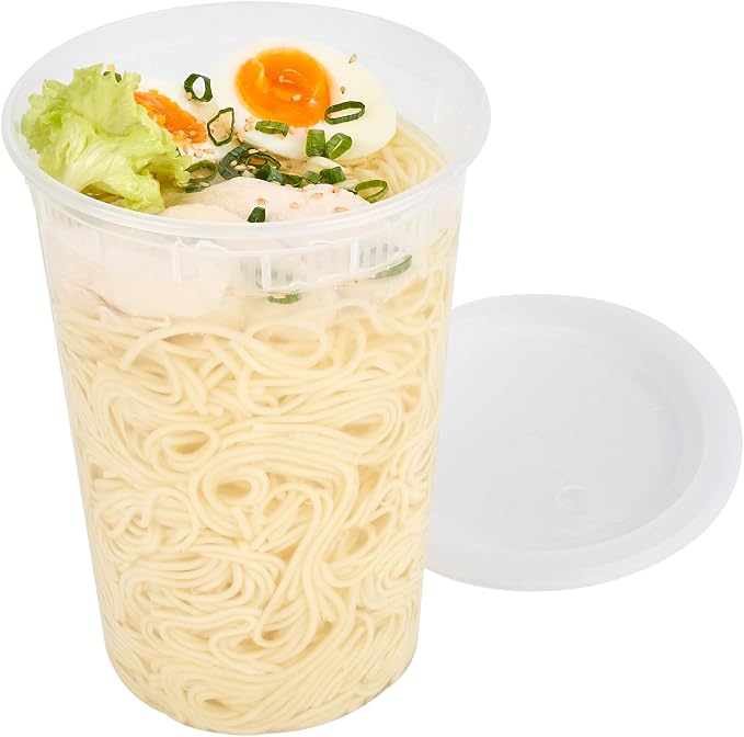 Restaurantware Plastic Food Container 100 Pack of 48 oz Clear Microwave-Safe Storage Container With Lid Leakproof Round Shape Disposable Freezer-Safe - Image 9
