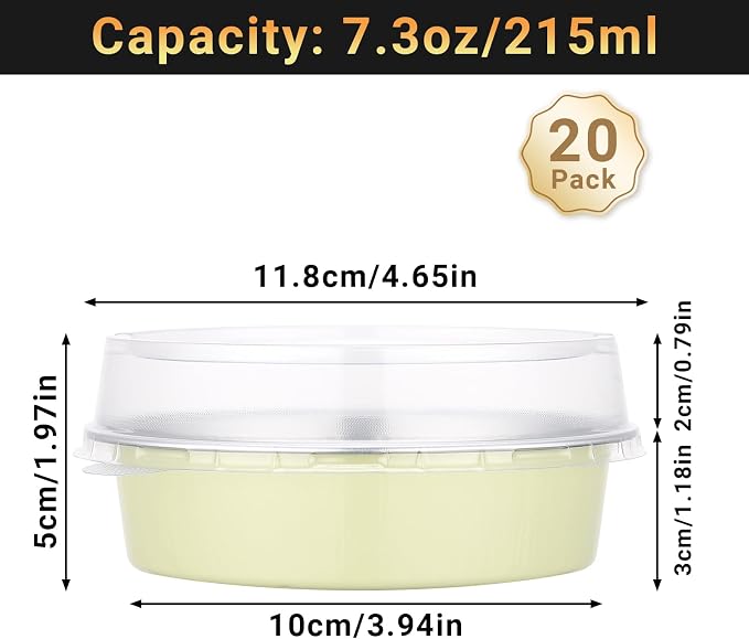 Beasea Disposable Mini Pie Tins with Lids, 20 Pack 7.3oz Aluminum Baking Foil Tins Small Round Tart Container for Individual Dessert Cupcake Muffin Cheesecake Quiche Oven Dishes - Sage Green - Image 2
