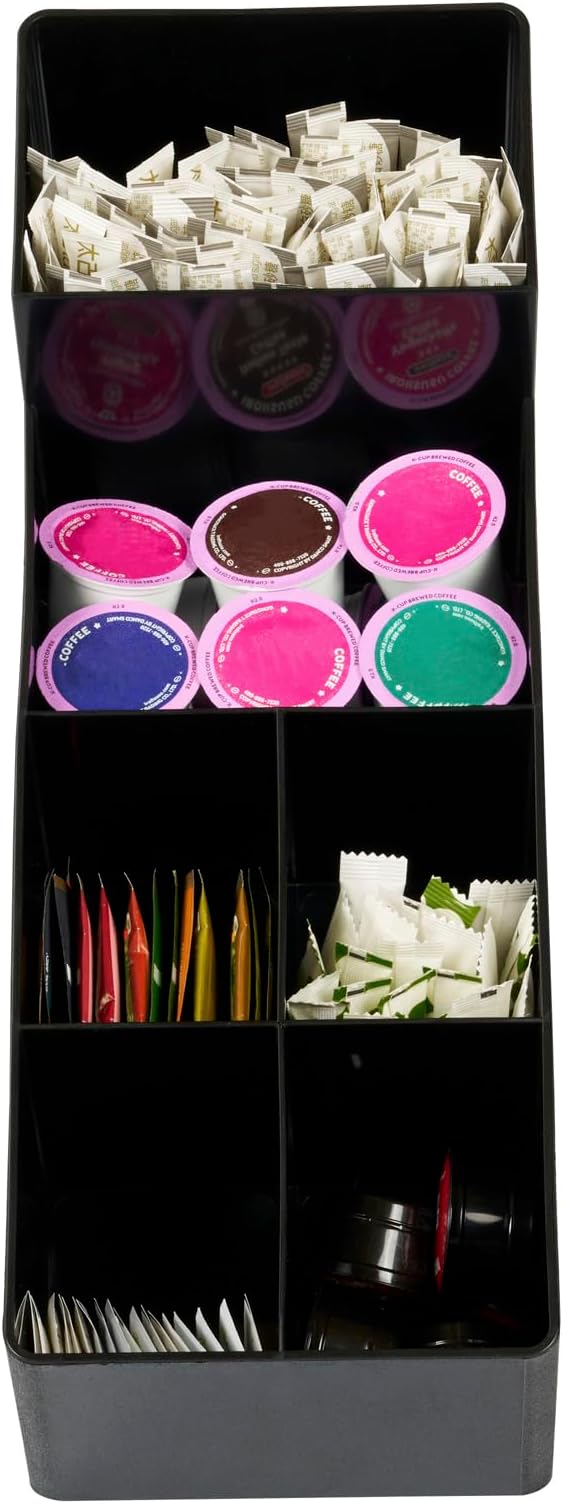 Restaurantware Restpresso Coffee Bar Organizer, 1 Count Durable 6 Compartments, Compact Size, Black Plastic Tabletop Coffee Supplies Organizer For Homes, Office Spaces, Breakrooms, and Lounges - Image 9
