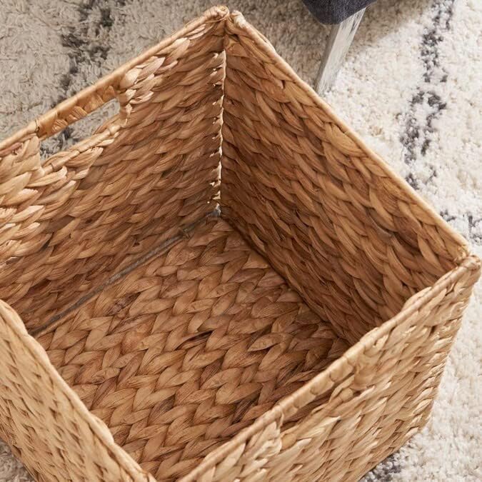 M4DECOR Storage Cube 10.5 x 10.5in, Wicker Storage Baskets for Shelves, Water Hyacinth Storage Baskets, Square Wicker Storage Basket (2 Packs 10.5in) - Image 4