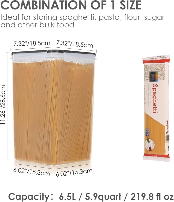Vtopmart Extra Large Airtight Food Storage Containers, 6.5L, 4 Pcs | For Bulk Flour and Sugar Storage, Airtight Seal, Multiple Sizes, BPA Free, Food Grade Material, Dishwasher Safe (Not Lids) - Image 2