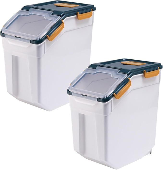 50 lbs Flour Storage Container, 2 Pack Rice Storage Container with Measuring Cup & Scoop, Pet Food Storage Container Dog Cat Food Bin, Blue - Image 7
