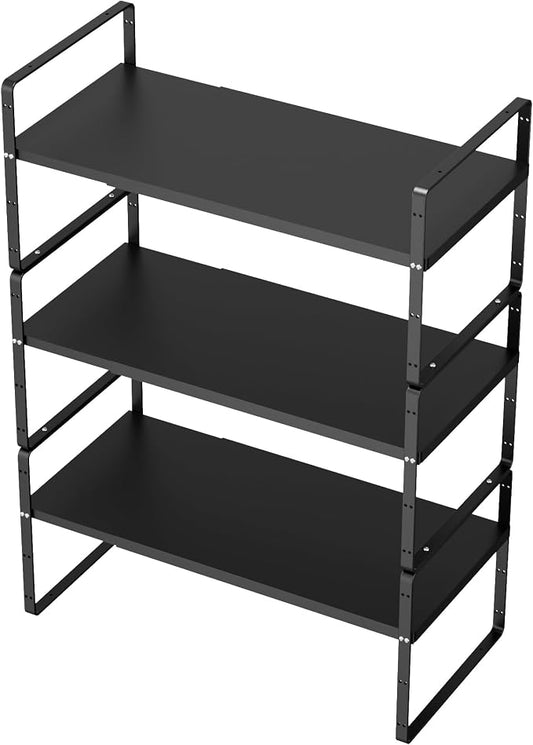 SANNO 3-Shelf Expandable Kitchen Organizer, Sturdy Metal Shelves, Stackable Counter Shelves, 16.54-27.17 inches Long, 60 lbs Weight Capacity by SANNO