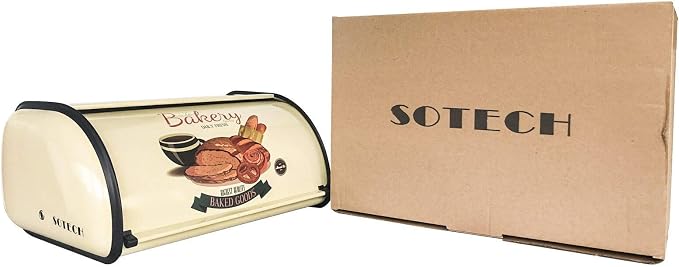 SOTECH Bread Box Kitchen Metal Container for Storage Bin Countertop Keeper Rustic Holder Vintage airtight Counter with Roll Top Farmhouse Bread Boxes - Image 3