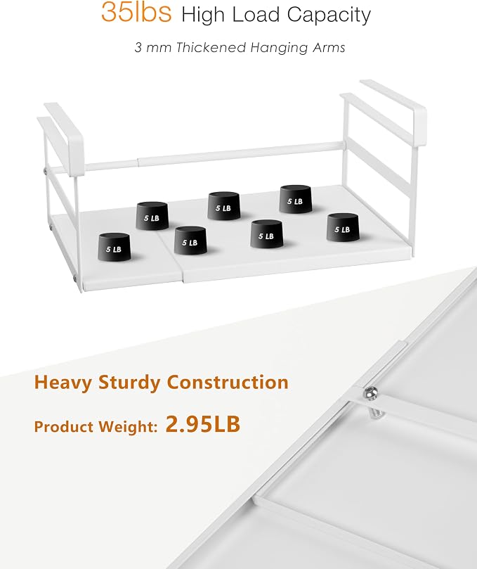 Under Shelf Storage Basket, 2-Pack Under Cabinet Shelf Organizer | Expandable Hanging Basket Holds 35 lbs Add-On Kitchen Pantry Cupboard Counter Laundry 10.04-16.81" W x 7.2" D x 5.12"H - Image 5