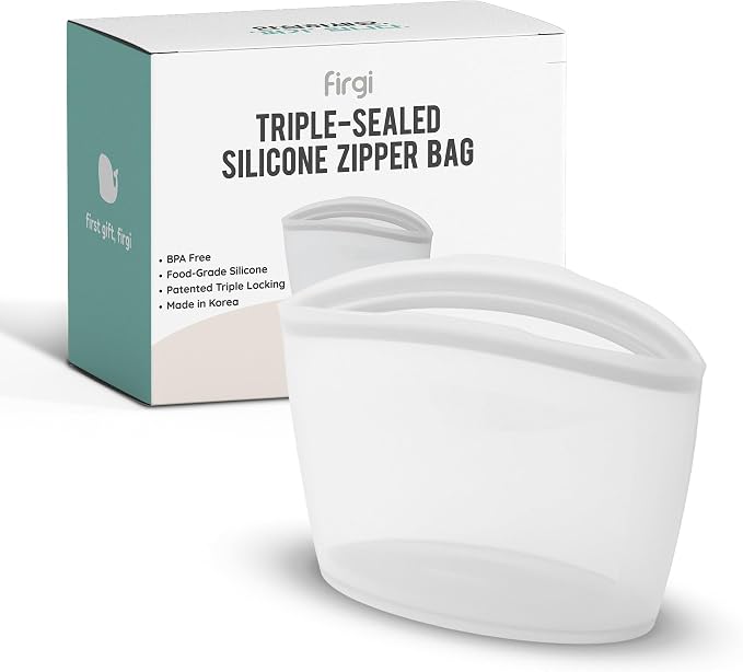 Reusable Silicone Food Storage Bag, 2-Cups, Large Container, Made in Korea BPA-Free Platinum Silicone, Triple-Airtight Freezer Bag, Microwave Safe, Sous Vide, Meal Prep, 17oz, Dry Rose | Reusable by FIRGI-FirstGift