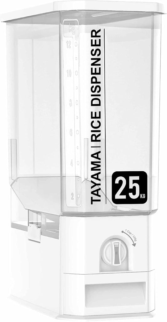 TAYAMA 55 lbs. Capacity Rice Dispenser Grain Storage Container,White by TayamaUSA