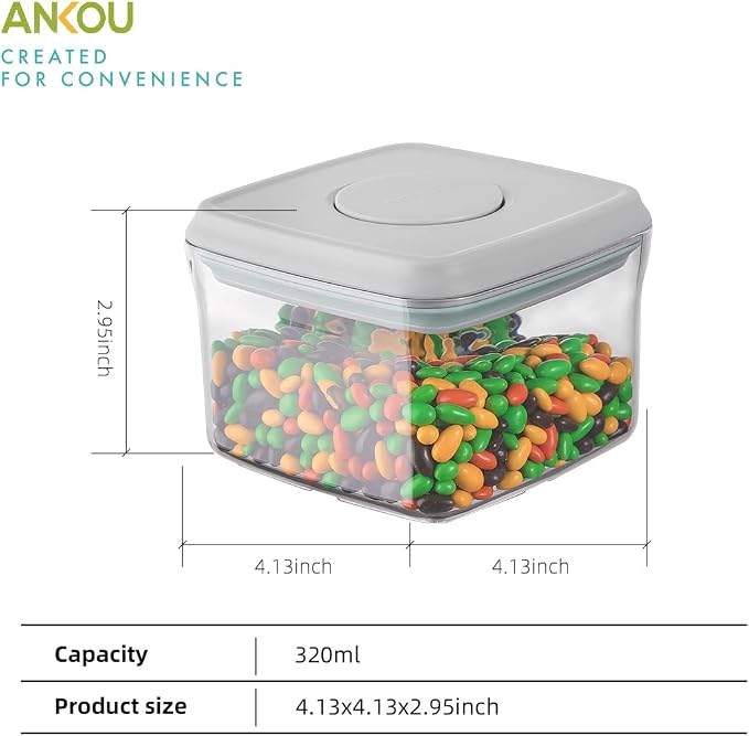 Airtight Food Storage Container - 0.32 QT （380ml Small Pop Up Food Containers With Lids, Bpa Free Stackable Container for Sugar Tea Candy- 8 Labels - Clear - Image 2