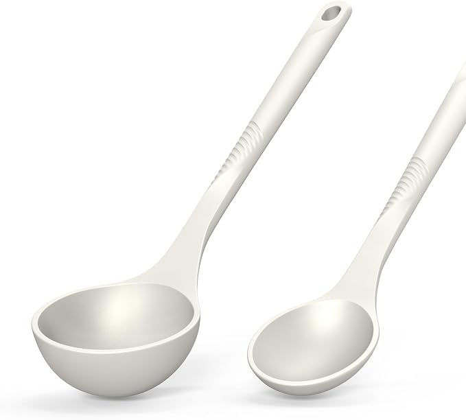 Silicone Cooking Utensils Set - 600°F Heat Resistant, Nonstick Kitchen Utensil Set with Spatulas, Spoons, Whisk, Tongs, BPA Free, Dishwasher Safe, Cream White - Image 6