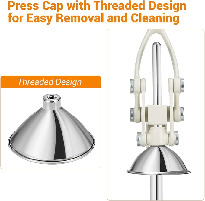 TONGCHANT Cast Iron Manual Juicer for Orange Lemon & Pomegranate, 17" Tall | Heavy Duty Orange Juicer Squeezer, Citrus Press, Hand Press Juicer, Stainless Steel Cup, Easy to Clean, White - Image 3