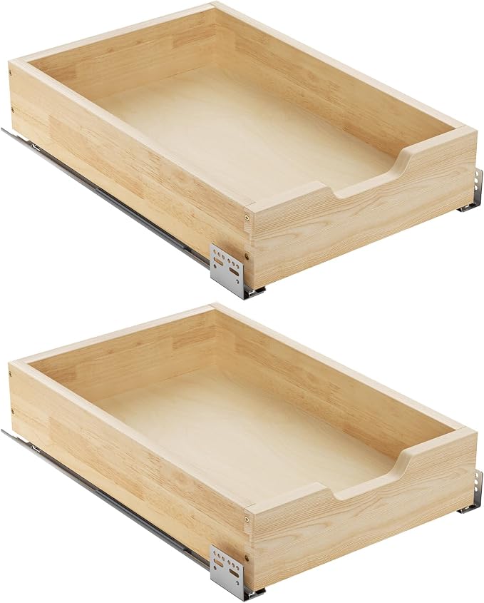 ROOMTEC Pull Out Drawers for Cabinets, 13½” W x 21” D Soft Close Slide Out Drawers for Kitchen Cabinets, Cabinet Pull Out Shelves Requires At Least 14.5” Cabinet Opening, 2PCS by ROOMTEC