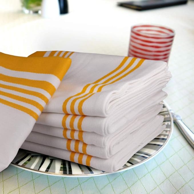 Urban Villa Kitchen Towels Cotton Dish Towels 20”x30” (Set of 6) Yellow Wht - Image 6
