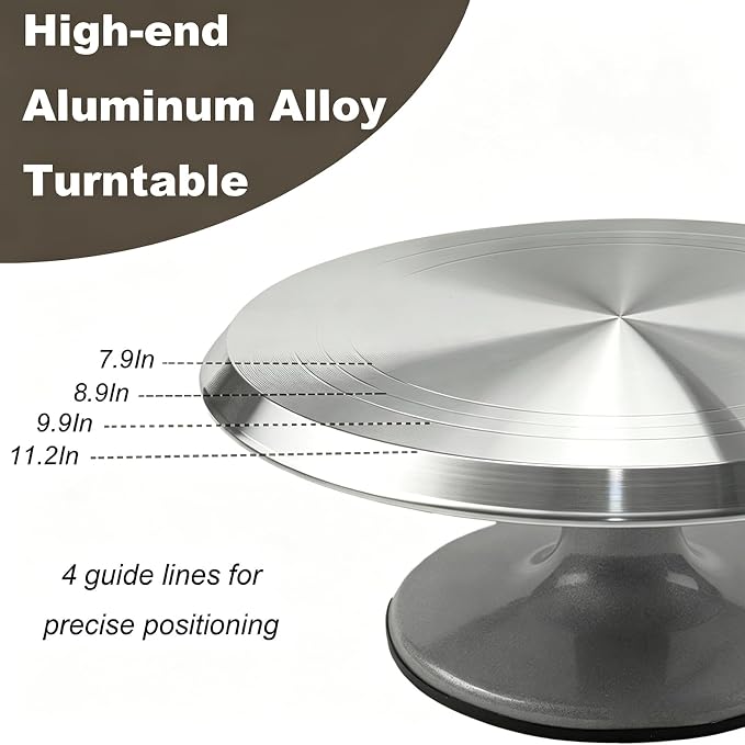 Cake Decorating Supplies Kit with 12" Aluminum Rotating Cake Turntable Stand, Professional Baking Tools, Cake Leveler, Spatulas & Scrapers, Complete Kit for Birthday & Wedding Cakes(74Pcs) - Image 3