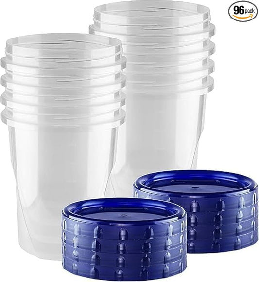 32 oz - 96 Pack Twist Top Food Deli Containers Screw And Seal Lids, Stackable Reusable Quality Plastic Storage Containers with Screw-on Lids - BPA Free BULK by HomeyGear