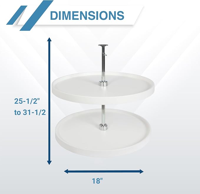 Knape & Vogt PFN32ST-W 31.5" by 32" by 32" Full-Round Polymer Lazy Susan Cabinet Organizer,White - Image 4